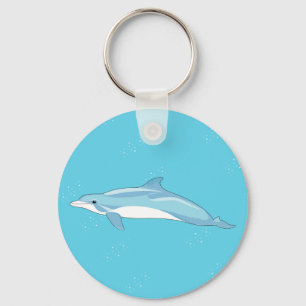 Kust Blauwe Dolfijn Oceaan Illustratie Sleutelhanger