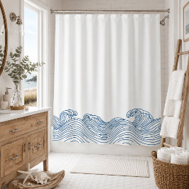 Kust Blauwe Golf Strandhuis Badkamer Douchegordijn