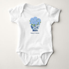 Kust Blauwe Hortensia Chinoiserie Nantucket Baby Romper
