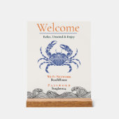 Kust Blauwe Krab Wi-Fi Wachtwoord Bord Plaque (Voorkant)
