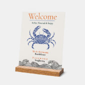 Kust Blauwe Krab Wi-Fi Wachtwoord Bord Plaque (Hoek)