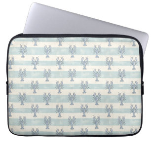 Kust Blauwe Kreeft Zeevaart Strepen Patroon Laptop Sleeve