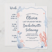 Kust Blauwe Kreeft Zeevruchten Bachelorette Kaart (Voorkant / Achterkant)