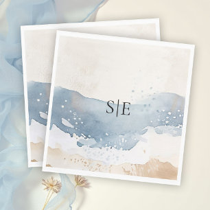 Kust Blauwe Oceaan Strand Golf Elegante Trouw Servet