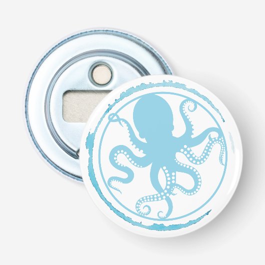 Kust Blauwe Octopus 2 Button Flesopener (Voorkant)
