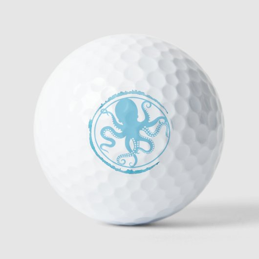 Kust Blauwe Octopus 2 Golfballen (Voorkant)