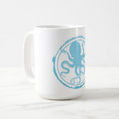 Kust Blauwe Octopus 2 Koffiemok (Voorkant links)