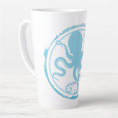 Kust Blauwe Octopus 2 Latte Mok (Linkerhoek)