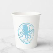 Kust Blauwe Octopus 2 Papieren Bekers (Voorkant)