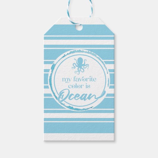 Kust Blauwe Octopus Cadeaulabel (Voorkant)