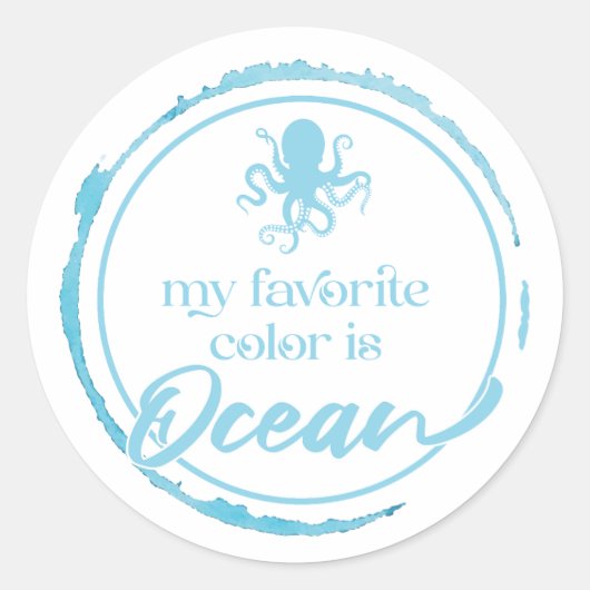 Kust Blauwe Octopus Ronde Sticker (Voorkant)