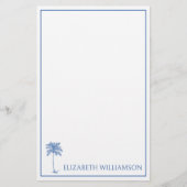 Kust Blauwe Palmetto Palmboom Persoonlijk Briefpapier (Voorkant)
