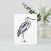 Kust Blauwe Reiger Vogel Briefkaart (Staand voorkant)