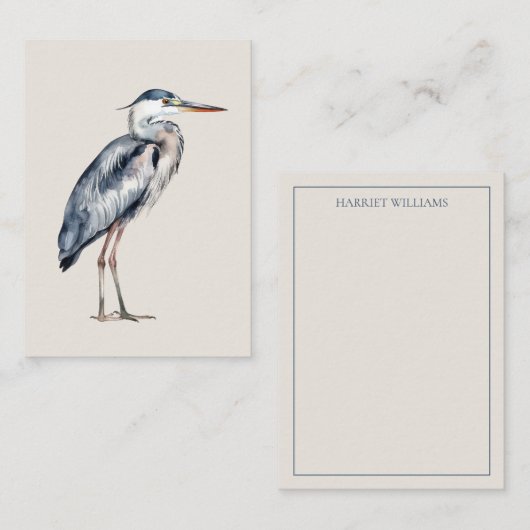 Kust Blauwe Reiger Vogel Notitiekaartje (Voorkant / Achterkant)