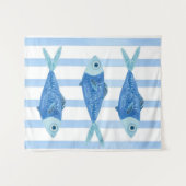 Kust Blauwe Sardines Gestreept  Wandkleed (Voorkant (horizontaal))