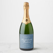 Kust Blauwe Schelp Bachelorette Favor Sparkling Wijnetiket (Voorkant)