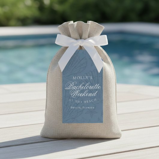 Kust Blauwe Schelp Bruidsmeisjes Favor Cadeaulabel