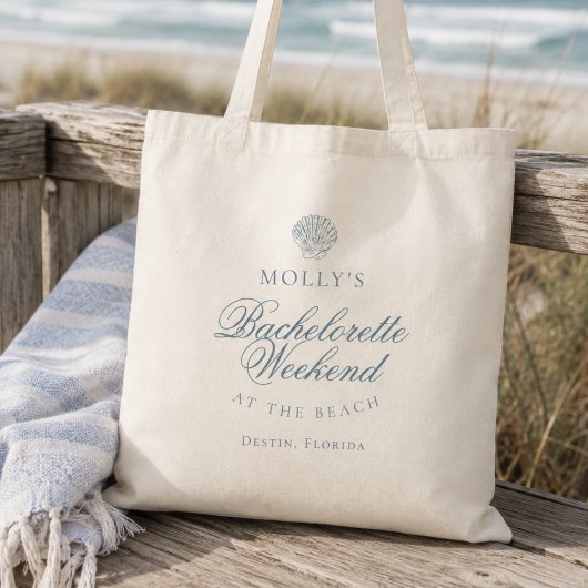 Kust Blauwe Schelp Hen Party Tote Bag