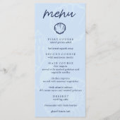 Kust Blauwe Schelpen Bruiloft Menu (Voorkant)