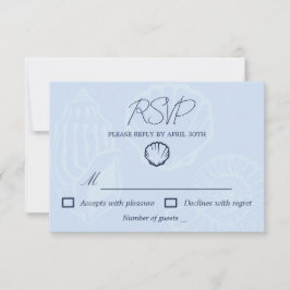 Kust Blauwe Schelpen Bruiloft RSVP Kaartje