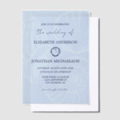 Kust Blauwe Schelpen Bruiloft Vellum Uitnodigingen (Offset)