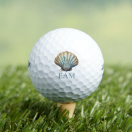 Kust Blauwe Sint-Jacobsschelp Monogram Golfballen