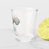Kust Blauwe Sint-Jacobsschelp Monogram Shot Glas (Rechts)