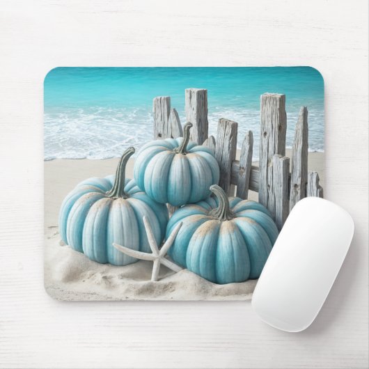 Kust Blauwe Strand Pompoenen Muismat (Met muis)