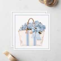 Kust Blauwe Streep Tas Met Blauwe Hortensia's