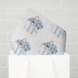 Kust Blauwe Streep Tote Tas Met Blauwe Hortensia's Tissuepapier