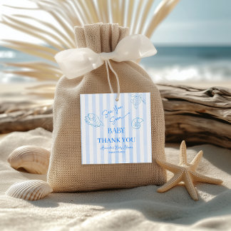 Kust Blauwe Strepen Jongen Zee Zien Jou Gauw Baby Bedankjes Labels