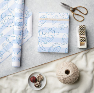 Kust Blauwe Strepen Jongen Zee Ziet Je Gauw Baby B Cadeaupapier