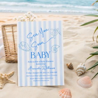 Kust Blauwe Strepen Jongen Zee Ziet Je Gauw Baby B Kaart