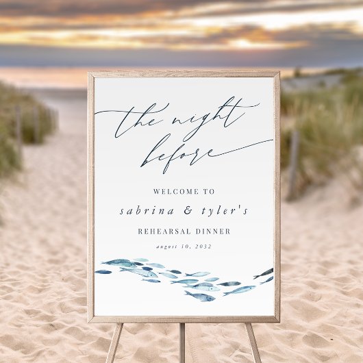 Kust Blauwe Vis Repetitie Diner Welkomstbord Poster