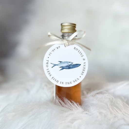 Kust Blauwe Waterverf Vis bruiloft Bedankjes Labels
