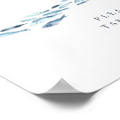 Kust Blauwe Waterverf Vis bruiloft gunsten teken Poster (Hoek)
