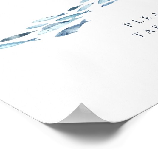 Kust Blauwe Waterverf Vis bruiloft gunsten teken Poster (Hoek)