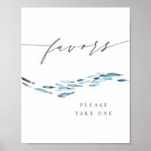 Kust Blauwe Waterverf Vis bruiloft gunsten teken Poster (Voorkant)