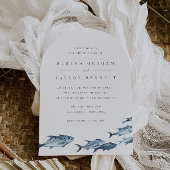 Kust Blauwe Waterverf Vis bruiloft Kaart