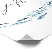 Kust Blauwe Waterverf Vis Kaarten & Geschenken Tek Poster (Hoek)