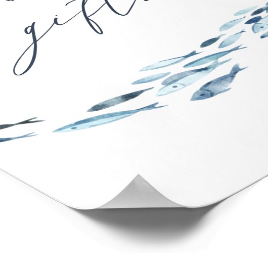 Kust Blauwe Waterverf Vis Kaarten & Geschenken Tek Poster (Hoek)