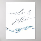 Kust Blauwe Waterverf Vis Kaarten & Geschenken Tek Poster (Voorkant)