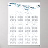 Kust Blauwe Waterverf Vis Zitting Grafiek Poster (Voorkant)