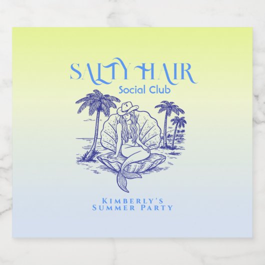 Kust Blauwe Zeemeermin Cowgirl Summer Party Bier Etiket (Enkel label)