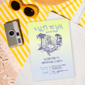 Kust Blauwe Zeemeermin Cowgirl Summer Party Kaart