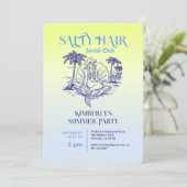 Kust Blauwe Zeemeermin Cowgirl Summer Party Kaart (Staand voorkant)