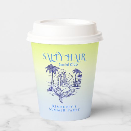 Kust Blauwe Zeemeermin Cowgirl Summer Party Papieren Bekers (Voorkant)