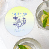 Kust Blauwe Zeemeermin Cowgirl Summer Party Ronde Kartonnen Onderzetter