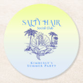 Kust Blauwe Zeemeermin Cowgirl Summer Party Ronde Kartonnen Onderzetter (Voorkant)