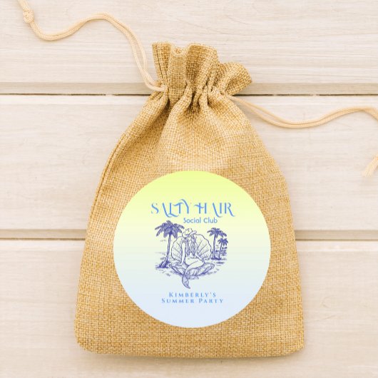 Kust Blauwe Zeemeermin Cowgirl Summer Party Ronde Sticker